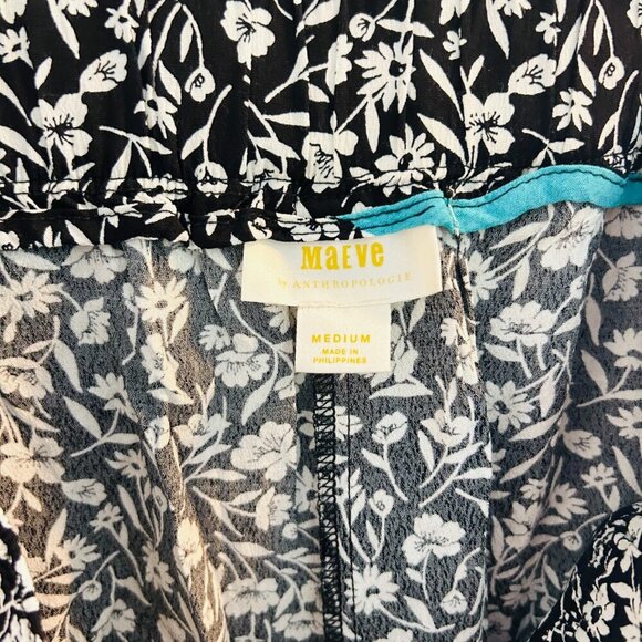 Maeve by Anthropologie Scarf Printed Shorts Size Medium Black Floral Flowy - Picture 8 of 11